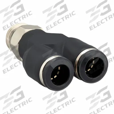 AIGNEP USA Push-Fit Wye Fitting: 10 mm OD x 10 mm OD x 1/4 in Pipe Size, Nylon - Nylon & Nickel-Plated Brass Tube Fittings