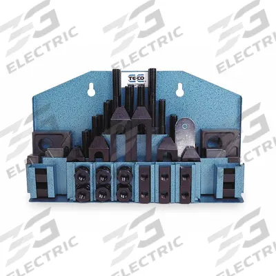 TE-CO Clamping Kit: For 14 mm T-Slot, M10x1.5 Stud, 52 Pc - Wall-Mount Machine Clamping Kits