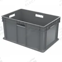 AKRO-MILS Straight Wall Tote: 20 gal, 23 3/4 in x 15 3/4 in x 12 1/4 in, Stacking Capable, Gray (MPN 37682GREY). Key specifications — Material: Plastic; Stackable: Stacking Capable; Brand: AKRO-MILS.