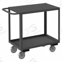 APPROVED VENDOR Utility Cart: 1,200 lb, 32 in L x 18 in W Shelf, 2 Shelves, Gray, Flat (MPN RSC-183235-2-TLD-95). Key specifications — Caster/Wheel Configuration: (2) Rigid; Brand: APPROVED VENDOR; Caster Wheel/Tread Material: Polyurethane.