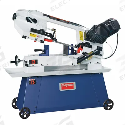 Dayton Band Saw: 8 in x 12 in, 150 to 255 SFPM, 0° to 45°, 14.0/7.0 A, 1 Phase - Mitering Manual Horizontal Band Saws