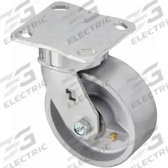 APPROVED VENDOR Plate Caster: Corrosion-Resistant, Swivel, Iron, 5 in Wheel Dia, 2 in Wheel Wd, 4 in (MPN P25S-D050R-14). Key specifications — Wheel/Tread Color: Gray; Brand: APPROVED VENDOR; Roll Up: Swivel.