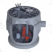 LIBERTY PUMPS Simplex Sewage System: 41 gal, 3/4 hp, 115V AC, 125 gpm Flow Rate @ 10' of Head, 4 in (MPN P382LE71). Key specifications — Rated Voltage: 115V AC; Discharge Location: Top; Brand: LIBERTY PUMPS; Switch: Piggyback Tether Float.