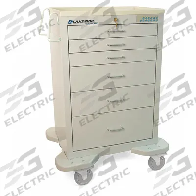LAKESIDE Medical Procedure Cart: Steel, (2) Swivel/(2) Swivel with Brake, Gray, Gray - Medical Procedure Carts