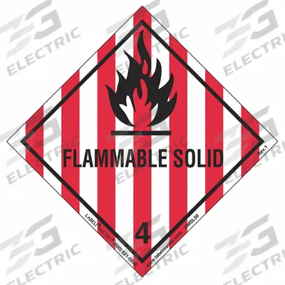 LABELMASTER Container Label: Flammable Solid, 4 in x 4 in, 4 in Label Ht, 4 in Label Wd - Class 4: Flammable Solids