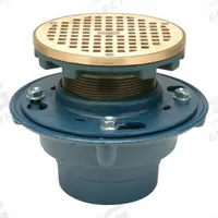 ZURN Floor Drain: 8 3/8 in Overall Dia, 5 3/16 in Grate Size, 4 in Nominal Pipe Size, Push On, Round (MPN ZN415-4NL-5BZ-P). Key specifications — Color: Gray; Connection Type: Push On; Brand: ZURN; Includes: Top Assembly and Hardware.
