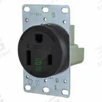 BRYANT Receptacle: Single, 6-50, Black, 250V AC, 50 A, 2 Pole / 3 Wire (MPN 9650FR)