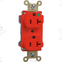 PASS & SEYMOUR Receptacle: Hospital Grade, Duplex, 5-20R, Red, 125V AC, 20 A, 2 Pole / 3 Wire (MPN PTTR63HRED). Key specifications — attr1367147: PASS & SEYMOUR.
