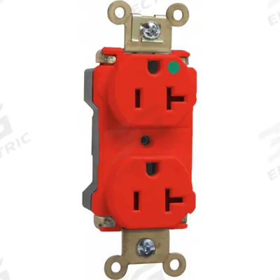 PASS & SEYMOUR Receptacle: Hospital Grade, Duplex, 5-20R, Red, 125V AC - General Purpose Receptacles