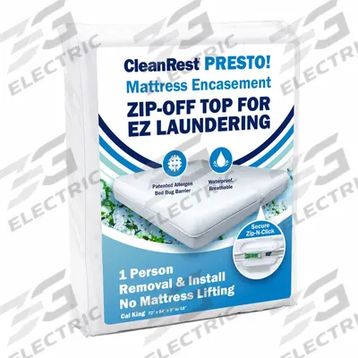 CLEANREST Bedbug Barrier: California King, 84 in Overall Lg, 72 in Overall Wd, White - Mattress Encasements