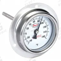 DWYER Clip On Thermometer: -40°F to 160°F, ±2% Accuracy, 2 1/2 in Dial Dia, 9 in Probe Lg (MPN BTPM29041). Key specifications — Brand: DWYER; Accuracy: ±2 %.
