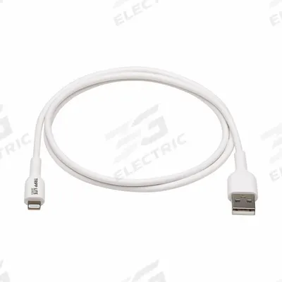EATON TRIPP LITE Usb Cable: Type A End 1, Lightning End 2, White, 3.3 ft Lg - Antimicrobial USB & Lightning Cables