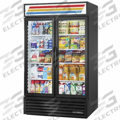 TRUE REFRIGERATION Refrigerated Merchandiser: 78 5/8 in x 47 1/8 in x 29 7/8 in, Black - Glass Door Refrigerator Merchandisers