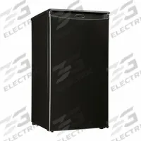 DANBY Mini Fridge: Black, 3.3 cu ft Total Capacity, 4 Shelves, Energy Star Certified (MPN DAR033A1BDD). Key specifications — Plug Type: 3-Prong; Includes Ice Maker: No; Color: Black; Defrost: Automatic; Voltage: 120V; Energy Star Certified: Yes; Includes Water Dispenser: No; Door Hinge: Swing.