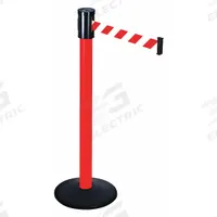 RETRACTA-BELT Barrier Post with Belt: Red/White, Diagonal Stripe, No Legend, 15 ft Belt Lg, Red (MPN 321PRD-RWD). Key specifications — Base Material: Cast Iron; Belt Color: Red/White; Brand: RETRACTA-BELT; Post Material: Aluminum; Post Color: Red; Message: No Legend.