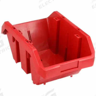 QUANTUM STORAGE SYSTEMS Cross-Stacking Bin: 9 1/4 in x 14 in x 6 1/2 in, Red - Cross-Stacking Plastic Bins