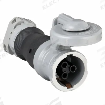 HUBBELL Pin and Sleeve Connector: Gray, 250V DC/600V AC, Three Phase, 30 A, 3 Pole - Washdown-Rated Connectors