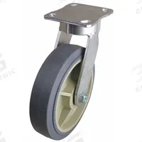 APPROVED VENDOR Plate Caster: Debris-Resistant, Swivel, Rubber, 8 in Wheel Dia, 2 in Wheel Wd (MPN P25S-PRP080R-14-H10). Key specifications — Wheel/Tread Color: Gray; Brand: APPROVED VENDOR; Roll Up: Swivel.