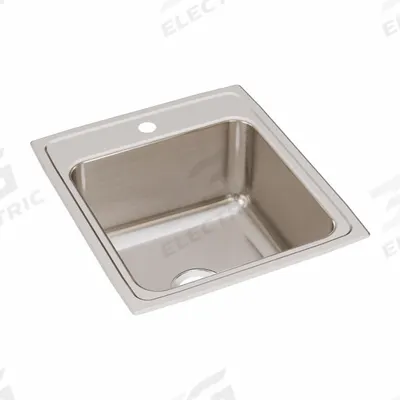 JUST MANUFACTURING Bowl Drop-In Sink: 22 in Overall Lg, 19 1/2 in Overall Wd - One-Bowl Counter-Mounted Kitchen & Bar Sinks without Faucets