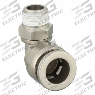 SMC Push-Fit Elbow Fitting: 3/8 in OD x 1/8 in OD Size, Push-to-Connect x MNPT - Stainless Steel Tube Fittings
