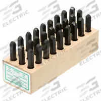 YOUNG BROS. STAMP WORKS Hand Stamp Kit: A thru Z/A thru Z, Period/Period (.), 1/8 in Character Ht (MPN 03272). Key specifications — Material: Steel; Brand: YOUNG BROS. STAMP WORKS; Characters Included: Period (.).