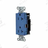 HUBBELL Receptacle: Decorator Duplex, 5-20, Blue, 125V AC, 20 A, 2 Pole / 3 Wire (MPN HBL2162STBL)