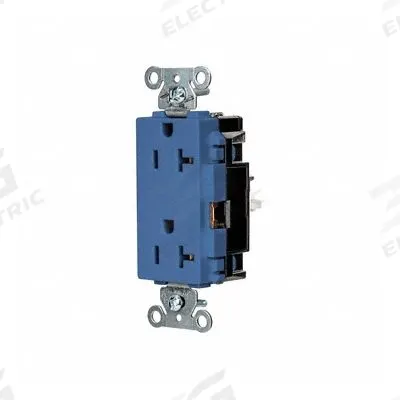 HUBBELL Receptacle: Decorator Duplex, 5-20, Blue, 125V AC, 20 A, 2 Pole / 3 Wire (MPN HBL2162STBL) - General Purpose Receptacles