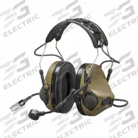 3M Headset: Over the Head, Helmet Mounted Earmuff, 23 dB NRR, Wired, Listen/Talk, Brown (MPN MT14H418A-109 CY). Key specifications — Cup Color: Brown; Intrinsically Safe: No; Connection Type: Wired; Two-Way Radio Communication Type - MERCH: Listen and Talk; Includes: (2) AAA Alkaline Batteries; Brand: 3M; Foldable: No.