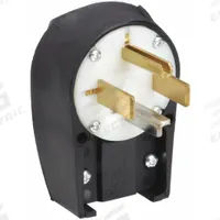 BRYANT Straight Blade Plug: 14-30P, 125/250V AC, 30 A, 3 Pole, 4 Blade, Black/White (MPN 9432ANPB)