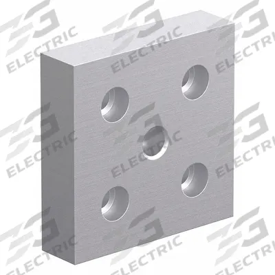 80/20 Base Plate: 15 Series, Aluminum, 3/4 in x 3 in x 3 in, Drop-In, Quad - Base Plates for Threaded-Stem Feet & Casters