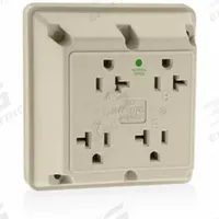 LEVITON Receptacle: Quad, 5-20, Ivory, 125V AC, 20 A, 2 Pole / 3 Wire (MPN 21254-HI)
