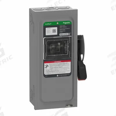 SCHNEIDER Safety Switch: Non-Fusible, 30 A, Three Phase, 600V AC/DC, Galvanized Steel - Non-Fusible Safety Switches