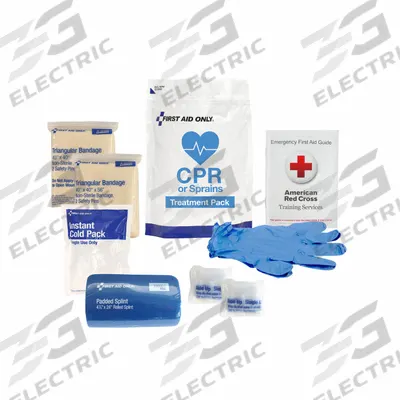 FIRST AID ONLY CPR and Sprains Treatment Pack: 9 Components, Plastic, Bag, White, No Medication Included - Trauma Kit Refills