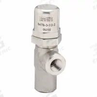 PARKER Pressure Control Valve: 10 gpm, 90 psi Max Set, Stainless Steel, 1/2 in NPT (MPN 647B-3-1/2-2). Key specifications — Brand: PARKER.
