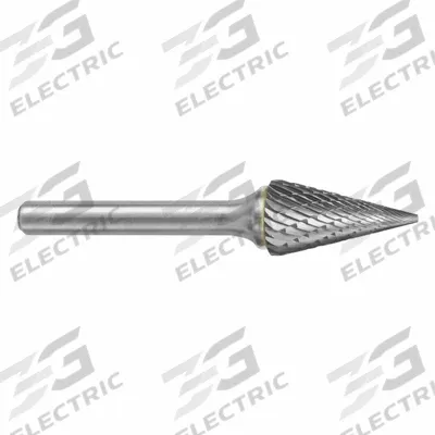 SGS PRO Carbide Bur: Pointed-End Cone, SM-2, Double Cut, 1/4" x 3/4" Head - Double-Cut Pointed-End Cone Burs
