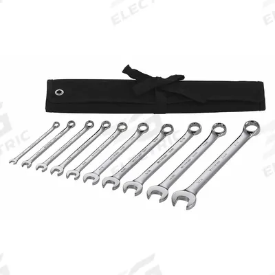 WESTWARD Combination Wrench Set: Alloy Steel, Chrome, 10 Tools - SAE 12-Point Combination Wrench Sets