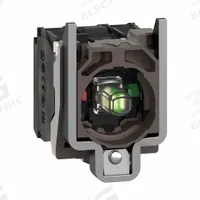 SCHNEIDER ELECTRIC Lamp Module and Contact Block: 22 mm Panel Mounting Size, 1NO/1NC, White, LED (MPN ZB4BW0B15). Key specifications — Brand: SCHNEIDER; Compatible with Series: XB4; Includes Bulb: Bulb Included; Lamp Module Voltage: 24V AC/DC.