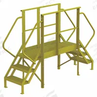 TRI-ARC Crossover Bridge: 2.5 ft Platform Ht, Steel, 1,000 lb Load Capacity, Serrated, 3 Steps (MPN 7CY76). Key specifications — Brand: TRI-ARC; Color: Yellow; Tread Type: Serrated.