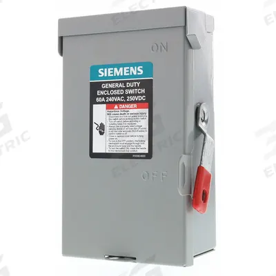 Siemens Safety Switch: Non-Fusible, 60 A, Single Phase, 240V AC, Galvanized Steel - Non-Fusible Safety Switches