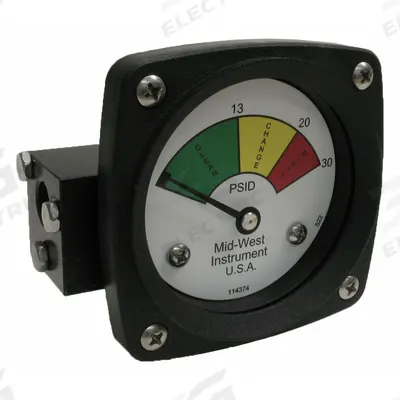 MIDWEST INSTRUMENT 3-Color Differential Pressure Indicator: 1,000 psig Max - Differential Pressure Indicators