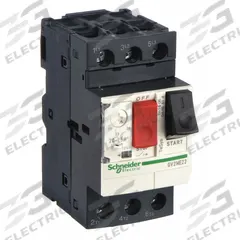 SCHNEIDER Manual Motor Starter: Non-Reversing, 3 Poles, 25 A, Thermal Protection, Push Button (MPN GV2ME22). Key specifications — Maximum Voltage Rating: 690V AC; Brand: SCHNEIDER; Thermal Units Required: None (Starter Includes Integrated Thermal Units); Frame Size (Width): 45mm.