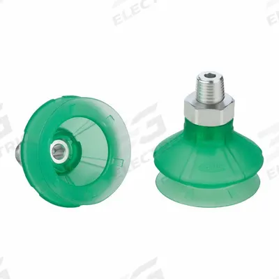 SCHMALZ Vacuum Pad Assembly: 1.5 Folds, 1/4 in NPT, 48 mm Pad Dia, Elastodur ED - Bellows Type Packaging Industry Vacuum Pad Assemblies
