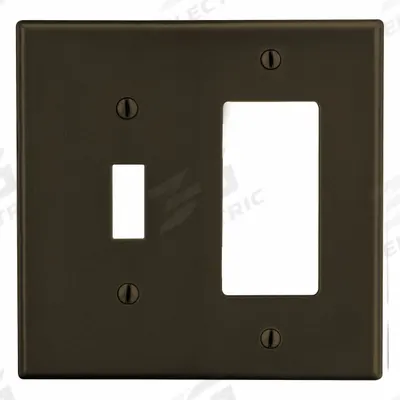 HUBBELL Wall Plate: Combo, 2 Gang, Brown - Combination Wall Plates