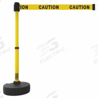 BANNER STAKES Barrier Post with Belt: Yellow, No Pattern, Caution, 15 ft Belt Lg, Yellow, 15 ft (MPN PL4083). Key specifications — attr981468: Plastic; attr981465: Yellow; attr981461: BANNER STAKES; attr981440: Plastic; attr981443: Yellow; attr981449: Caution; attr981448: Black.