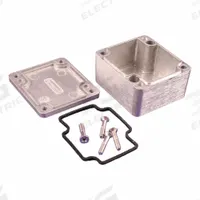 HAMMOND Enclosure: Die-Cast Aluminum, 2 in x 2 in x 1 in, NEMA 1/12/13/4/4X, Solid Cover, Screw On (MPN 1550Z104). Key specifications — Brand: HAMMOND; Closure Method: Screws; Enclosure Material: Die-Cast Aluminum; Knockouts: Not Included.