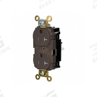 HUBBELL Receptacle: Duplex, 5-20, Brown, 125V AC, 20 A, 2 Pole / 3 Wire (MPN HBL5362STTR) - General Purpose Receptacles