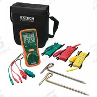 EXTECH Earth Ground Tester Kit: 20 ohm to 2,000 ohm, CAT III 1000V, Digital, 2.5 mA, No Output (MPN 382252). Key specifications — IP Rating: Not Rated; Test Current: 2.5 mA; Brand: EXTECH.