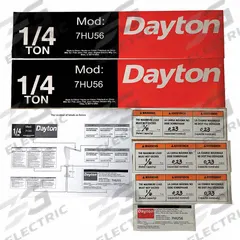 DAYTON Jib Crane Label Kit: For 7HU56 (MPN 28CH75). Key specifications — attr382542: 7HU56; attr382552: Jib Crane Label Kit; attr394832: DAYTON.