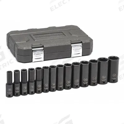 GEARWRENCH Socket Set: 1/2 in Drive Size, Small Set (0-50 pieces) Set Size, 14 Pieces - Metric Impact Socket Sets