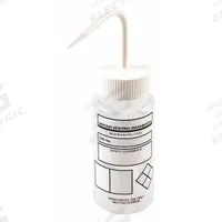 DYNALON Wash Bottle: 250 mL, Write-On, White, Wide, Std Spout Spout, Colorless, 60 mm Body Dia (MPN 506475-0001G). Key specifications — Closure Color: White; Vented/Nonvented: Vented; Body Color: Colorless; Brand: DYNALON; Imprinting Group: No Imprinting or Write On.